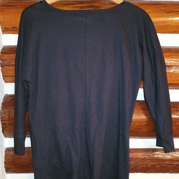 Women's Fresh Bleu tie-waist shirt Black cotton blend 3/4 sleeves - Picture 2 of 2